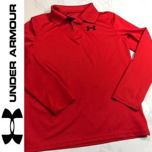 Under Armour Red Match Play Long Sleeve Polo